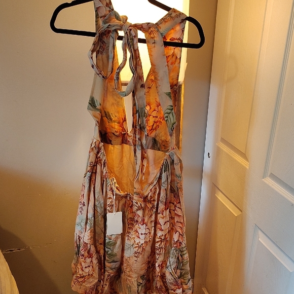 Zimmermann Orange Brown Plunge Neck Sundress - Picture 4 of 4